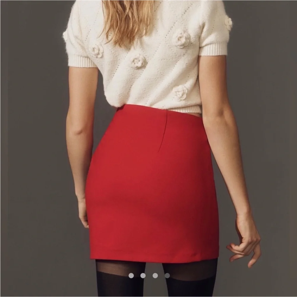 Anthropologie Maeve Twist Bow Mini Skirt Womens Sz 2 Red